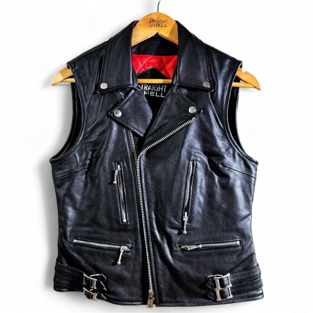 Straight To Hell Women’s Black Leather Vest